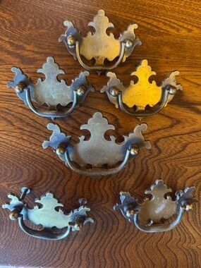 Antique-Style Cast Aluminum Drawer Drop Bail Pulls in Aged Brass Finish-Set of 6